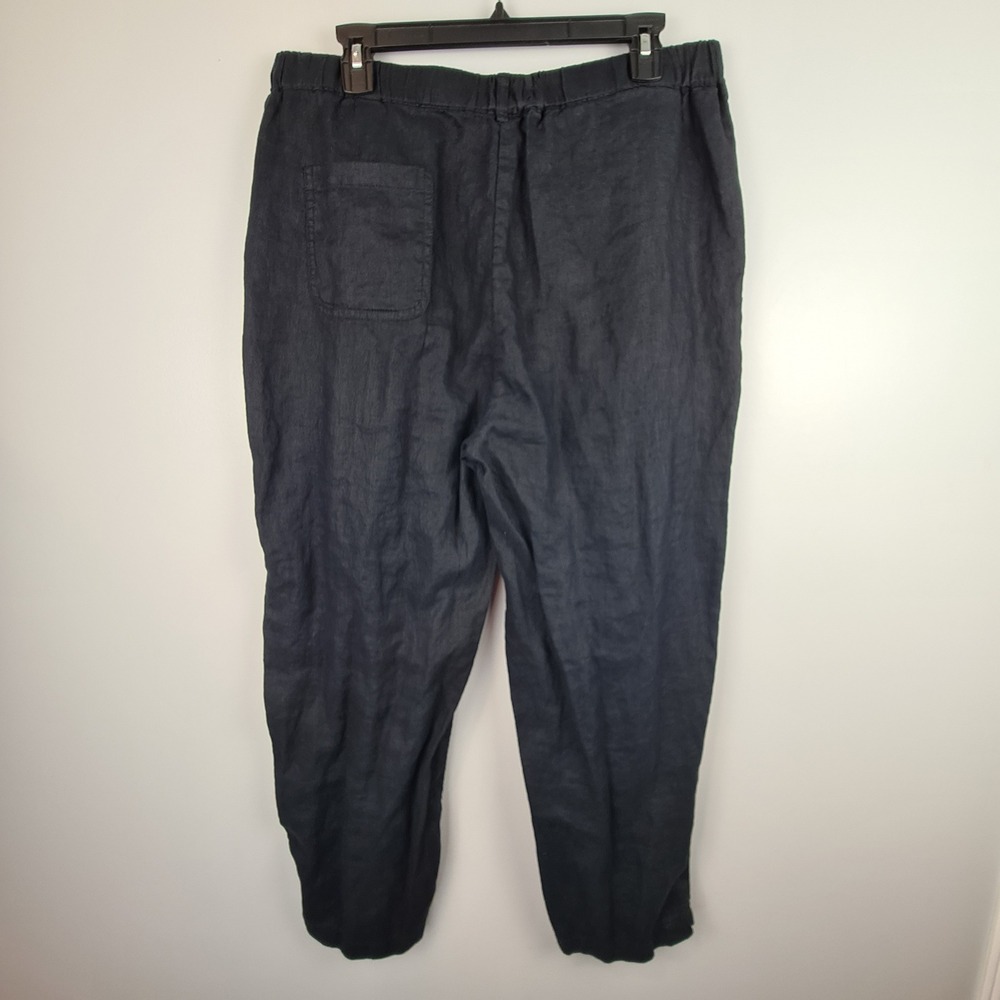 Quince Women's Black 100% European Linen Straight Leg Elastic Waist Pants Size L - Picture 8 of 9